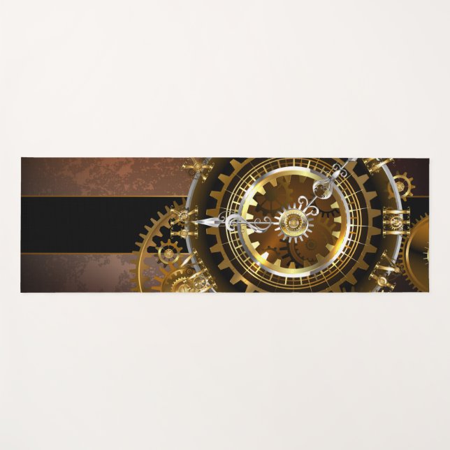 Steampunk clock with antique gears yoga mat (Front (Horizontal))