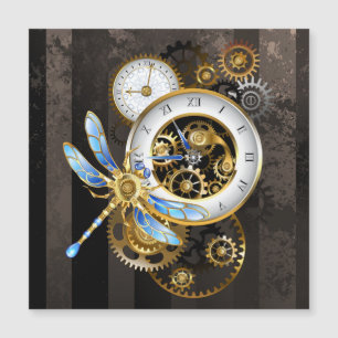 Steampunk Clock with Mechanical Dragonfly