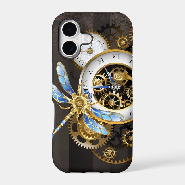 Steampunk Clock with Mechanical Dragonfly (Back)