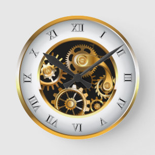 Steampunk Clock with Mechanical Dragonfly