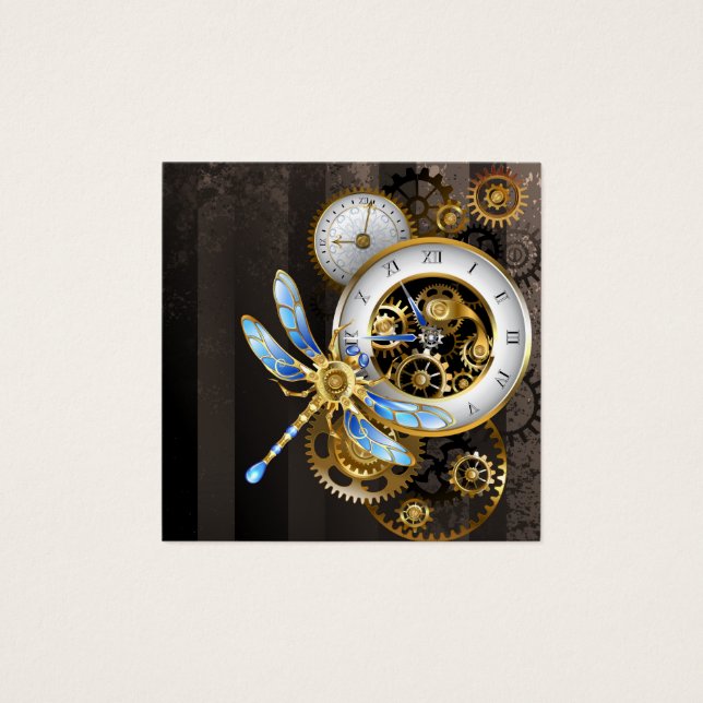Steampunk Clock with Mechanical Dragonfly (Front)