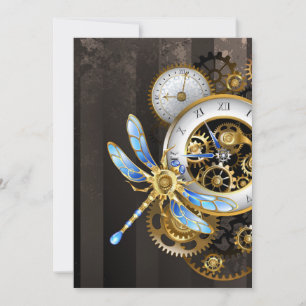 Steampunk Clock with Mechanical Dragonfly Announcement