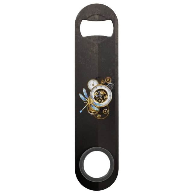 Steampunk Clock with Mechanical Dragonfly Bar Key (Front)