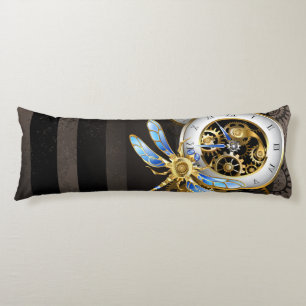 Steampunk Clock with Mechanical Dragonfly Body Pillow