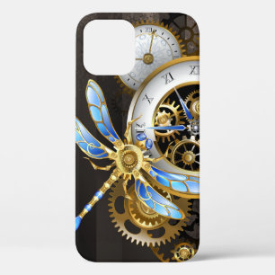 Steampunk Clock with Mechanical Dragonfly iPhone 12 Pro Case