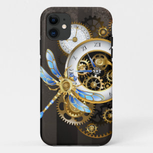 Steampunk Clock with Mechanical Dragonfly iPhone 11 Case