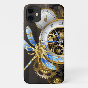 Steampunk Clock with Mechanical Dragonfly iPhone 11 Case
