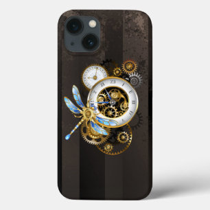 Steampunk Clock with Mechanical Dragonfly iPhone 13 Case