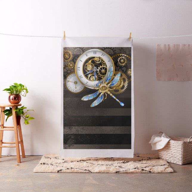 Steampunk Clock with Mechanical Dragonfly Fabric (In Situ)