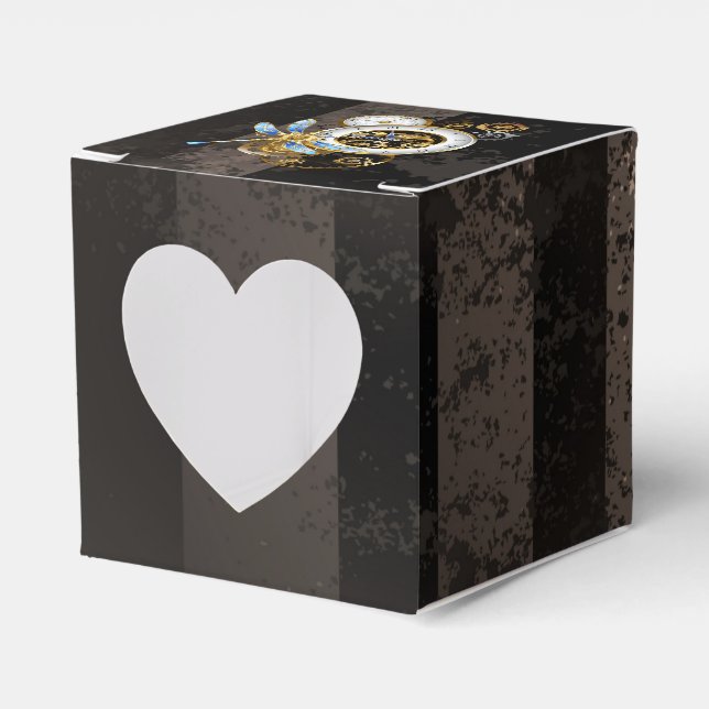 Steampunk Clock with Mechanical Dragonfly Favor Box (Front Side)