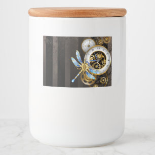 Steampunk Clock with Mechanical Dragonfly Food Label