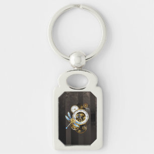 Steampunk Clock with Mechanical Dragonfly Keychain