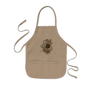 Steampunk Clock with Mechanical Dragonfly Kids Apron