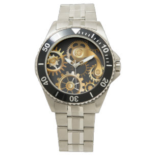 Steampunk Clock with Mechanical Dragonfly Watch