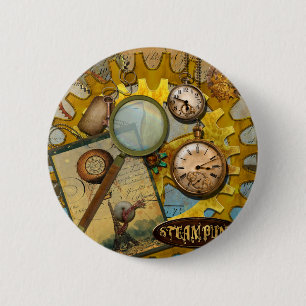 Steampunk Clocks and Time 2 Inch Round Button
