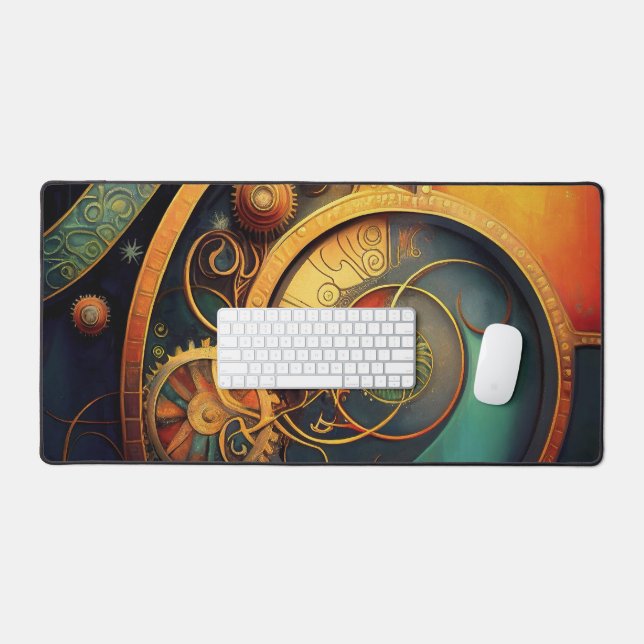 Steampunk Clockwork Abstract Design Desk Mat (Keyboard & Mouse)