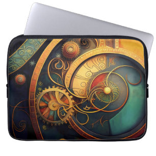 Steampunk Clockwork Abstract Design Laptop Sleeve