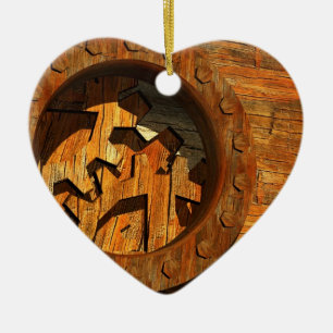 steampunk clockwork ceramic ornament