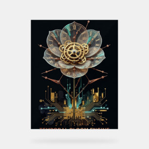 Steampunk Clockwork Flower: Temporal Bloom Engine  Acrylic Sign