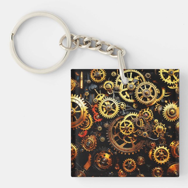 Steampunk Clockwork Gears 1004 Keychain (Front)