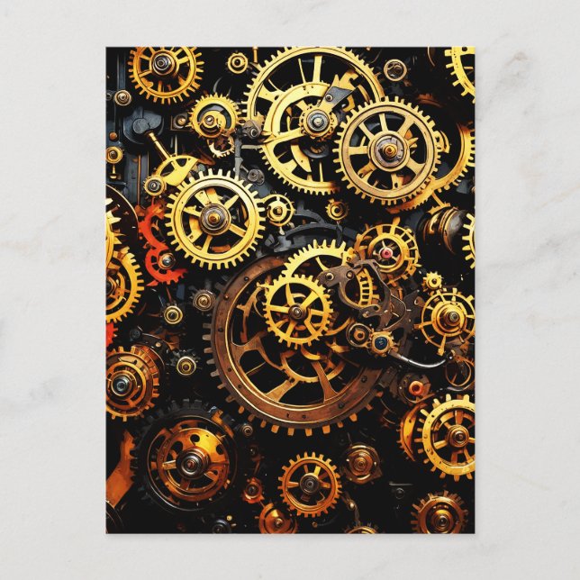 Steampunk Clockwork Gears 1004 Postcard (Front)