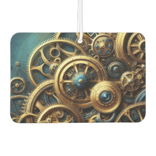 Steampunk Clockwork Gold and Teal Air Freshener