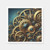 Steampunk Clockwork Gold and Teal