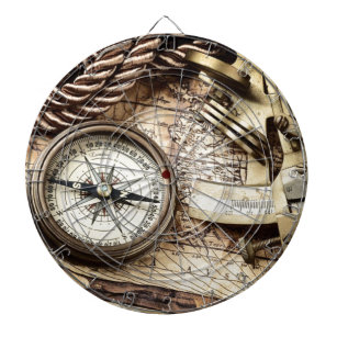 steampunk coastal nautical rope antique compass dartboard