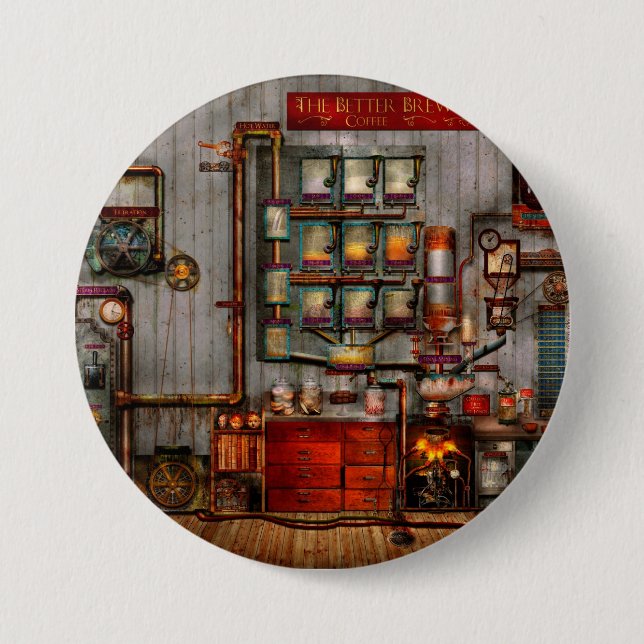 Steampunk - Coffee - The company coffee maker 3 Inch Round Button (Front)