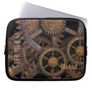 Steampunk Cogs and Wheels Personalised Laptop Sleeve