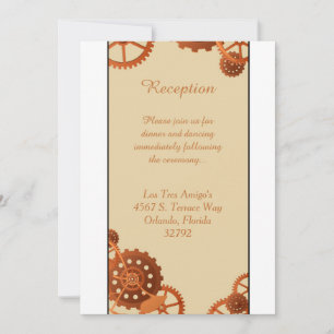 Steampunk Cogs Gears 3.5x7 Wedding Reception Card