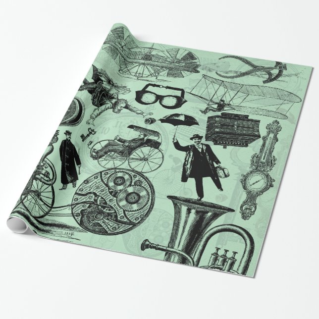 Steampunk Collage #2 By Artinspired Wrapping Paper (Unrolled)