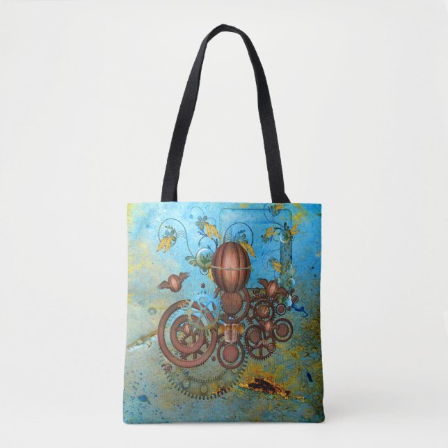 Steampunk Collage Aqua Sac fourre-tout en cuivre (Devant)
