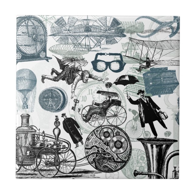Steampunk Collage Colorized Tile (Front)