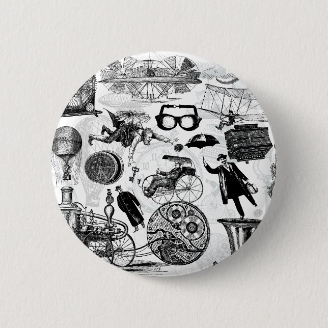 Steampunk Collage Number 2 2 Inch Round Button (Front)