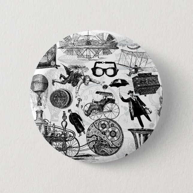 Steampunk Collage Number 2 Inch Round Button (Front)