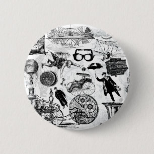 Steampunk Collage Number 2 Inch Round Button