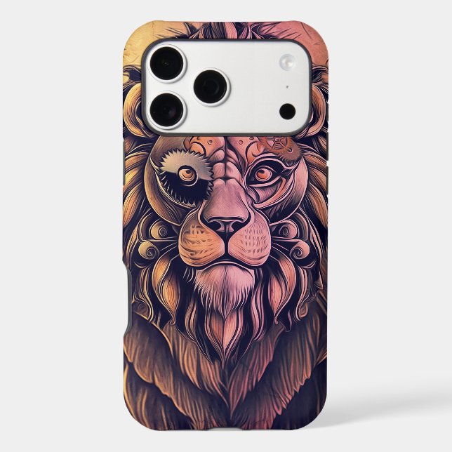 Steampunk Colour Gradient Rustic Lion (Back)