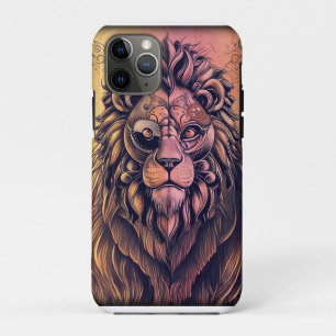 Steampunk Colour Gradient Rustic Lion iPhone 11 Pro Case