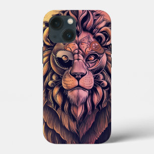 Steampunk Colour Gradient Rustic Lion iPhone 13 Mini Case