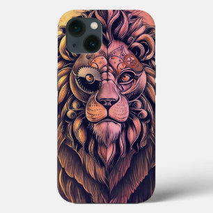 Steampunk Colour Gradient Rustic Lion iPhone 13 Case
