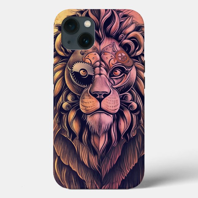Steampunk Colour Gradient Rustic Lion Case-Mate iPhone Case (Back)