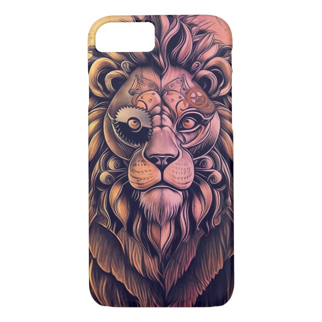 Steampunk Colour Gradient Rustic Lion Case-Mate iPhone Case (Back)