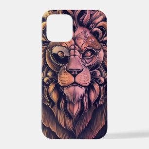Steampunk Colour Gradient Rustic Lion iPhone 12 Pro Case