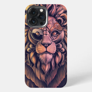 Steampunk Colour Gradient Rustic Lion iPhone 13 Pro Max Case