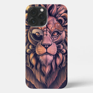 Steampunk Colour Gradient Rustic Lion iPhone 13 Pro Max Case