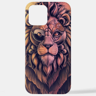 Steampunk Colour Gradient Rustic Lion iPhone 12 Pro Max Case