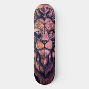 Steampunk Colour Gradient Rustic Lion Skateboard