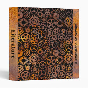 Steampunk Colourful Rusty Gears Custom Name Binder