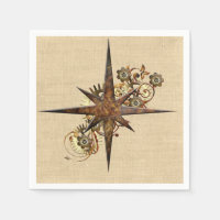 Steampunk Compass Star Paper Napkins